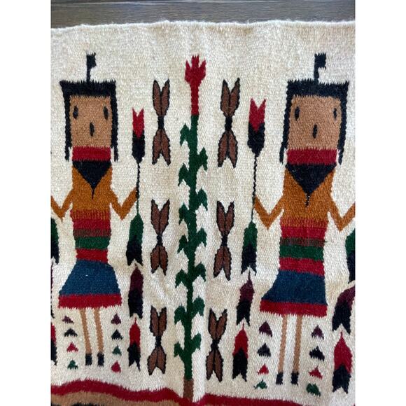 Vintage Tan Yei Navajo Style Rug Wall Hanging - Picture 9 of 16